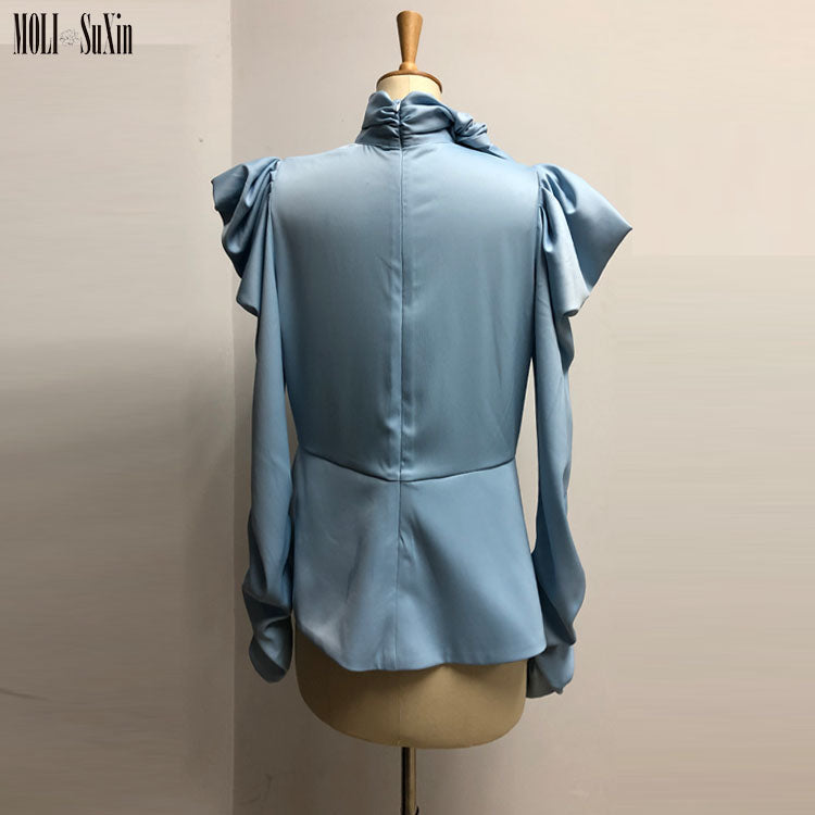 Factory Price Women Puff Sleeve Long Sleeve Blouse