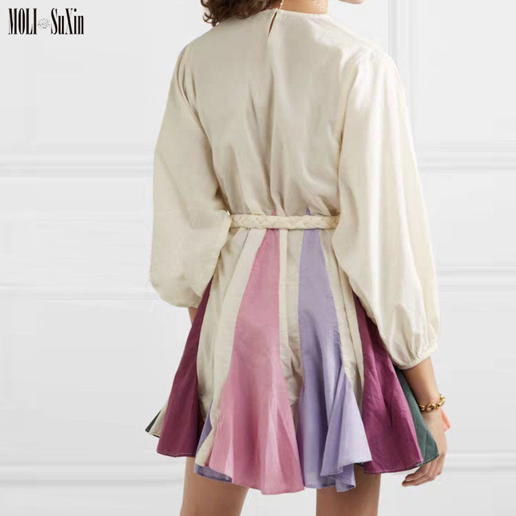 Color-block Cotton Mini Dress