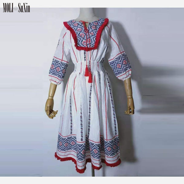 MOLI Embroidery Dress Women Floral Midi Dress