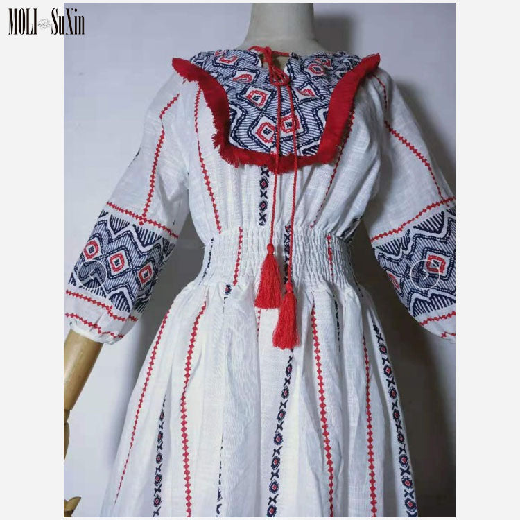 MOLI Embroidery Dress Women Floral Midi Dress