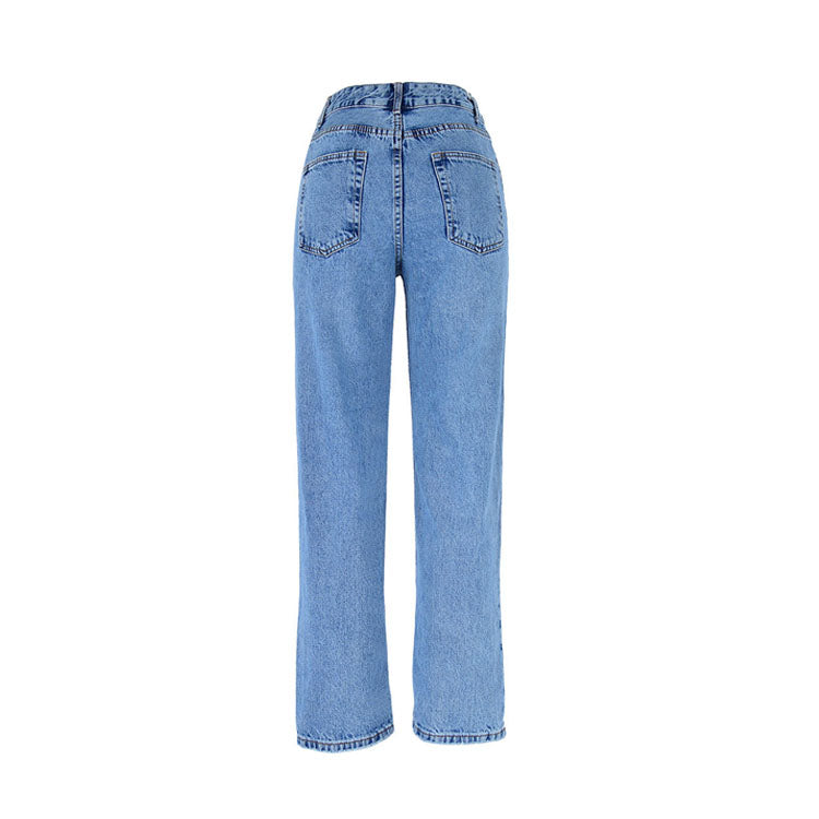 MOLI 2020  Streetwear Jeans Zipper  High Waist Straight Pants