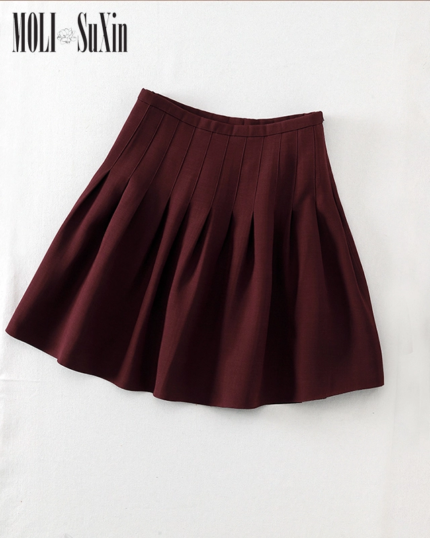 Wine Red High-end Wool Silk Skirt