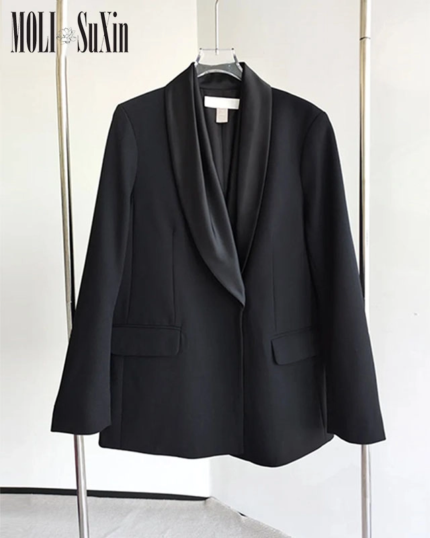 Oversized Satin Lapel Blazer