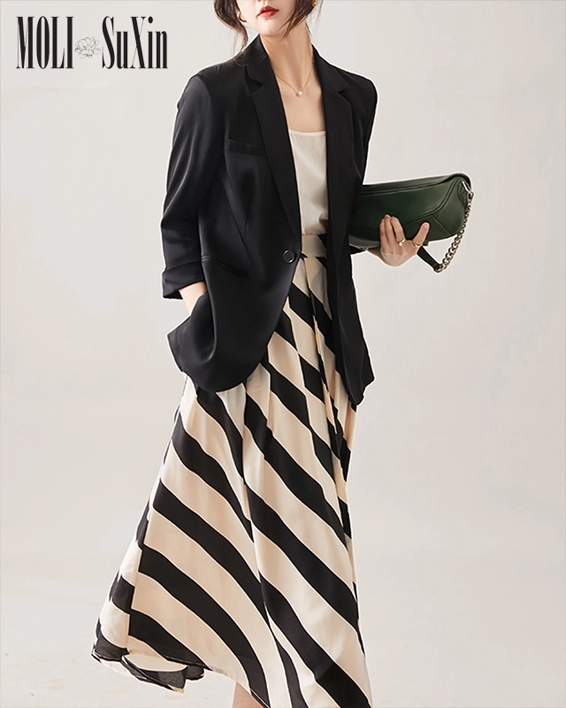 elegance and professionalism silk skirt suit