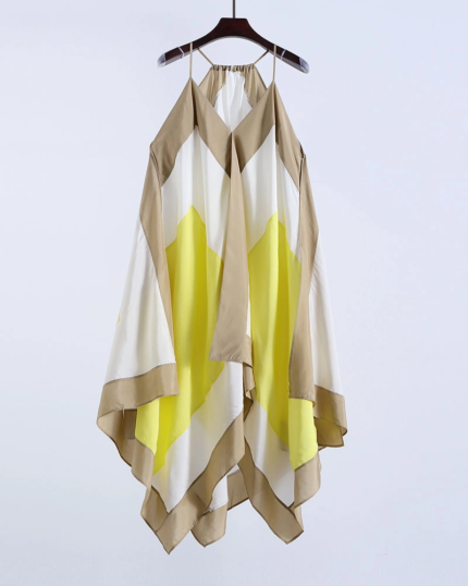 Vestido de suspensión de empalme de seda de doble capa 2