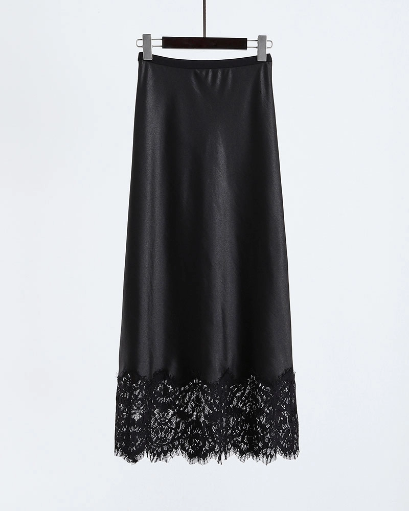 Custom-made silk lace half skirt with adjustable hemline, tailored by a professional custom clothing manufacturer.