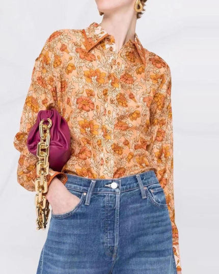 Camisa de manga larga impresa en seda 1