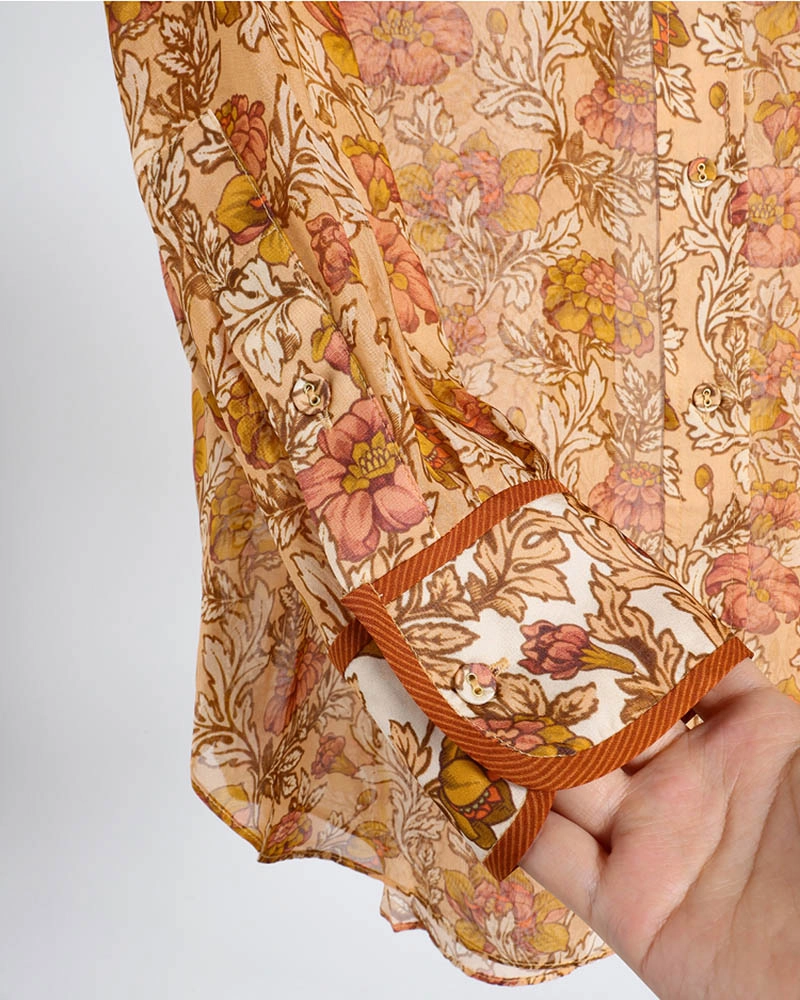 Stylish printed silk shirt made in China, perfect for luxury fashion