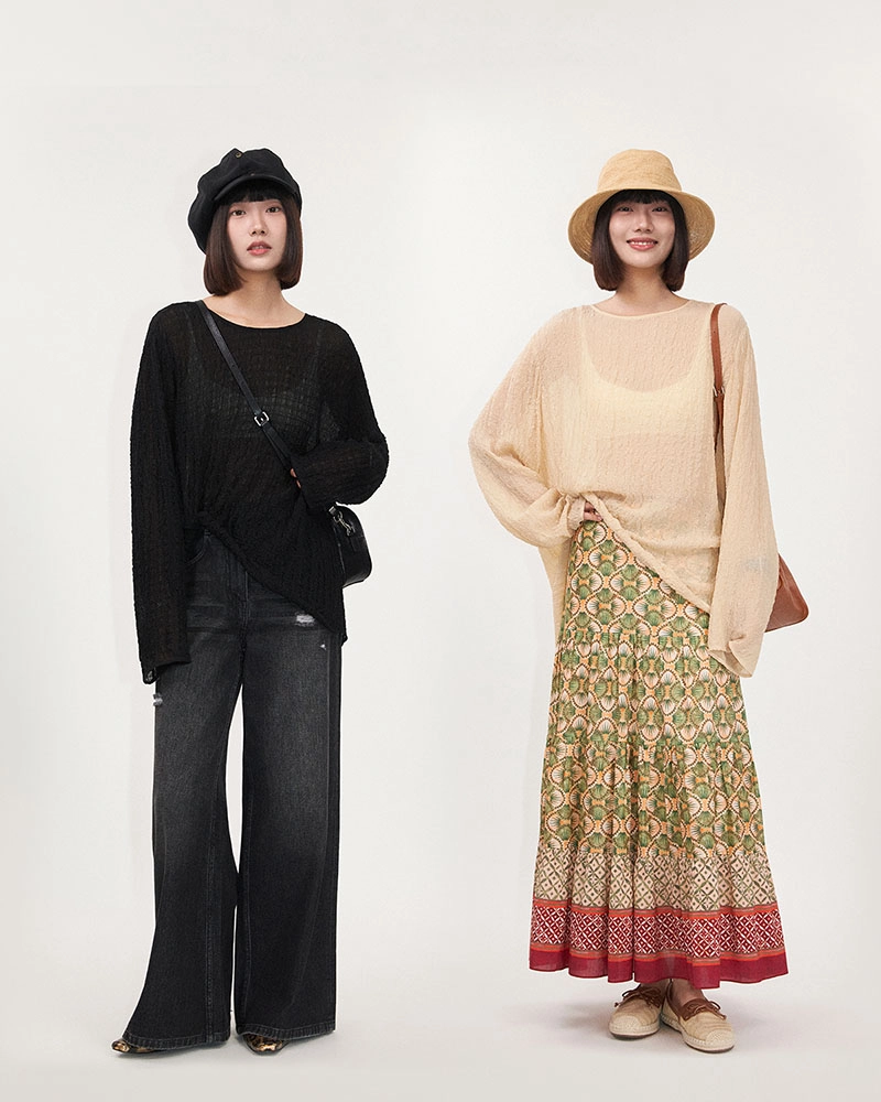 Custom silk blouse by China-based clothing supplier with curled edge design