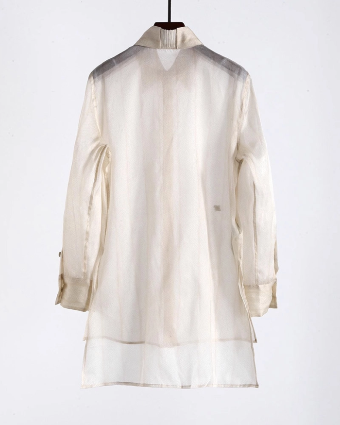 Silk Jacquard Organza Semi-Sheer Blouse-5