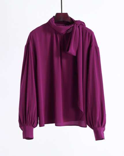 Women's Long Sleeve Silk Ribbon Shirt2