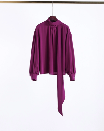 Women's Long Sleeve Silk Ribbon Shirt3