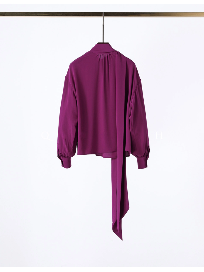 Women's Long Sleeve Silk Ribbon Shirt4