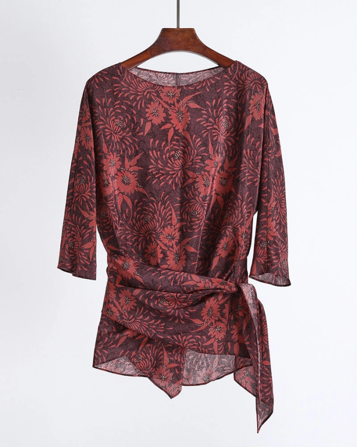 Women's Silk Printed Tops-5