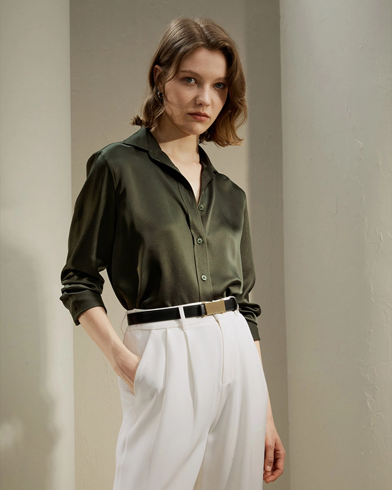 Elegant ladies silk blouse in pastel color