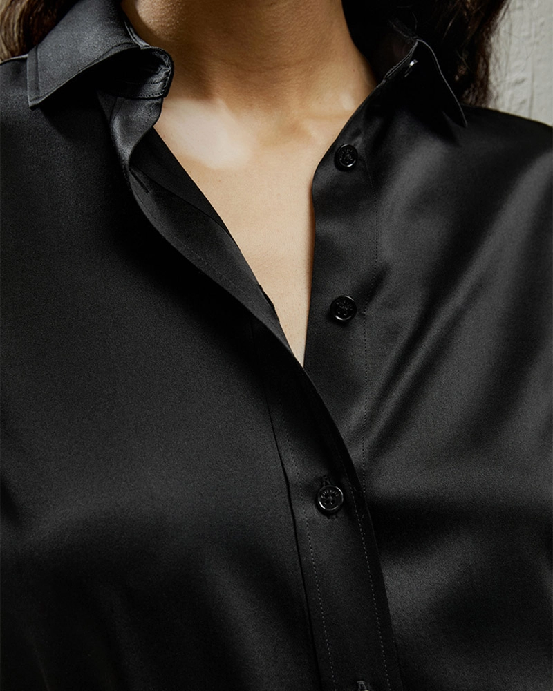 Women modeling versatile silk blouse outfits
