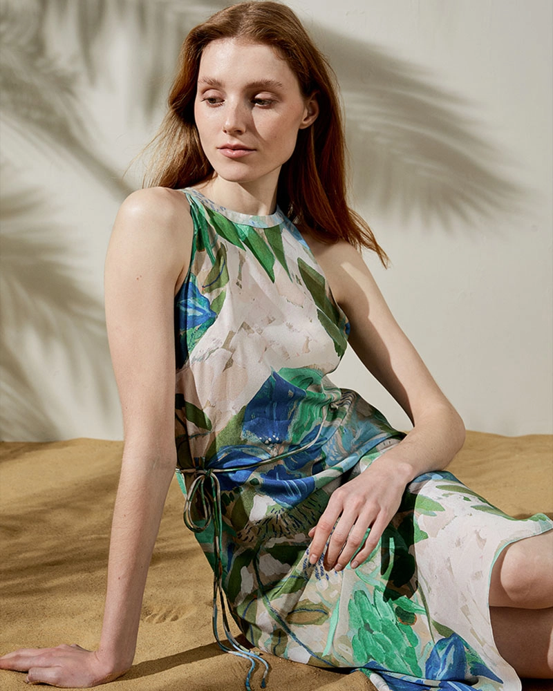 Vibrant Silk Printed Dress from Luxury Clothing Brand