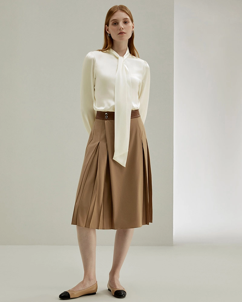 Womens Clothes Sale featuring elegant Ladies' Bow Silk Shirt in luxurious silk