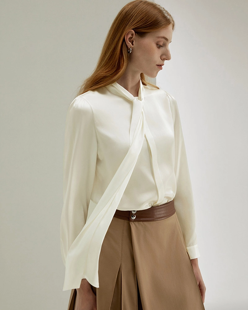 Shop our womens clothes sale for premium silk shirts, including the Ladies' Bow Silk Shirt.