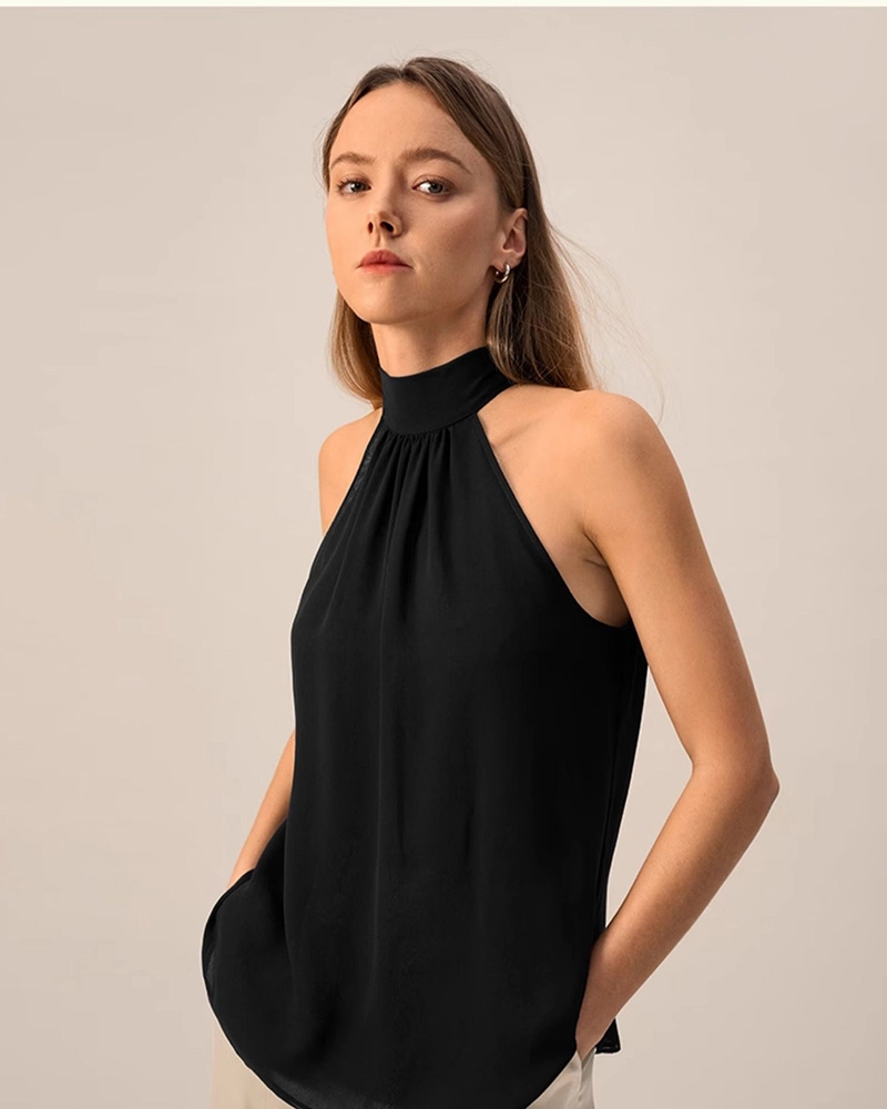 Luxury Women’s Sleeveless Silk Top – Timeless design for the modern woman’s wardrobe.