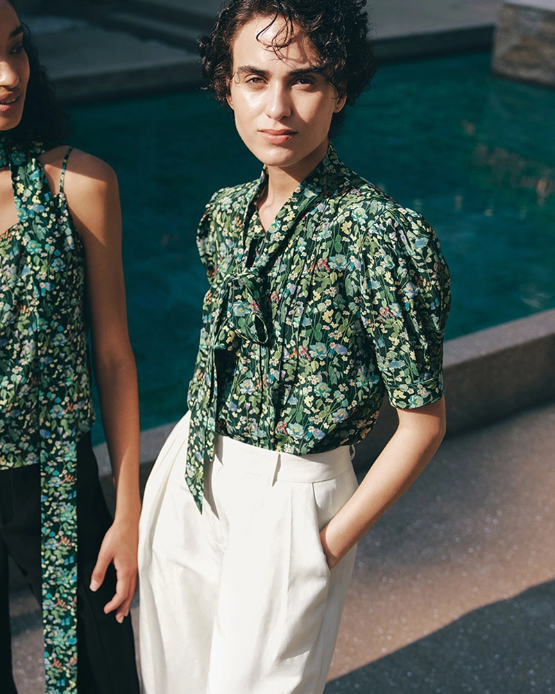 Custom Silk Floral Blouse by Luxury Women's Clothing Manufacturers